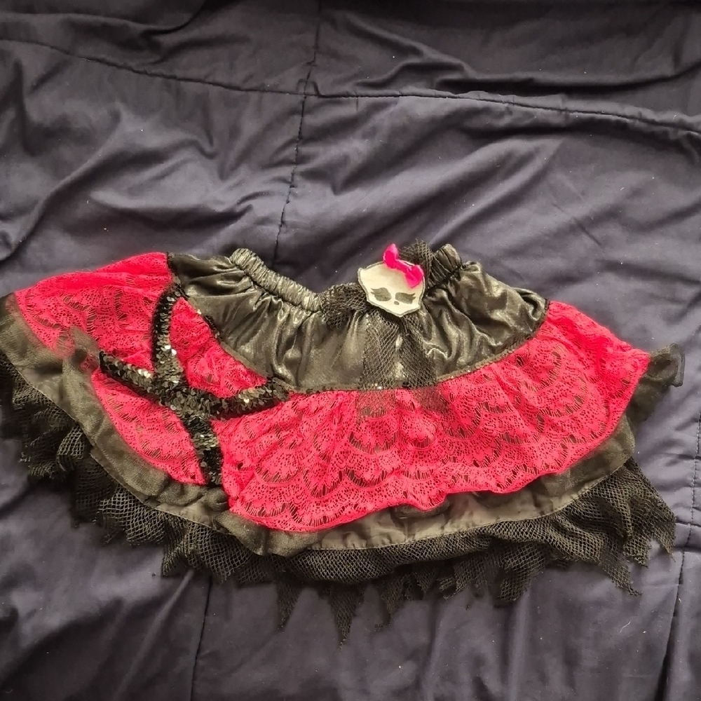 Monster High Red and Black Lace Skirt with Skull Accent